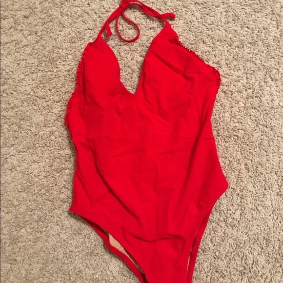 Ruffle Halter One-piece Swimsuit Pique Nylon - Picture 5 of 9